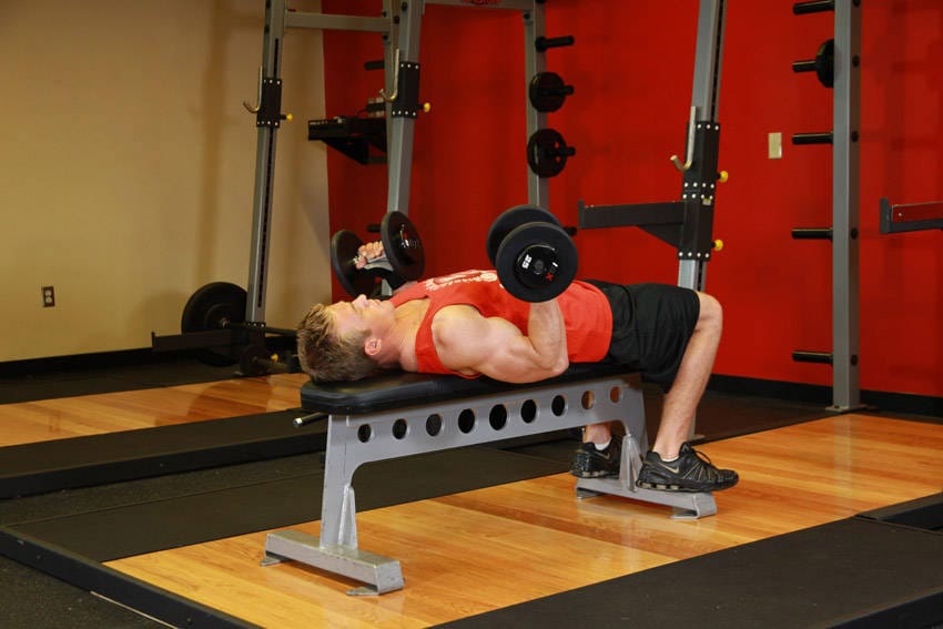 Lying Supine Dumbbell Curl - Step 0