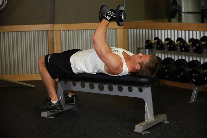 One-Arm Flat Bench Dumbbell Flye - Step 1