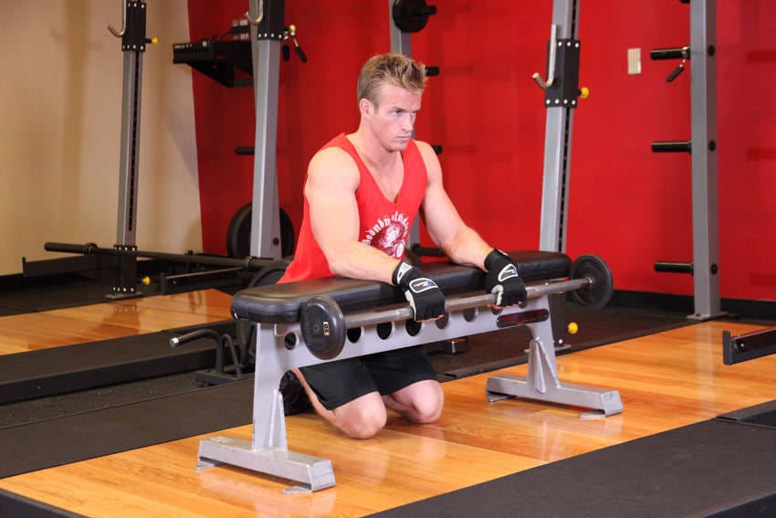 Palms-Down Wrist Curl Over A Bench - Step 0