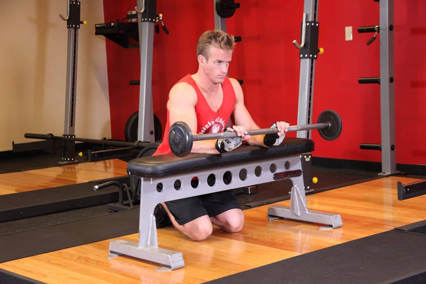 Palms-Down Wrist Curl Over A Bench - Step 1
