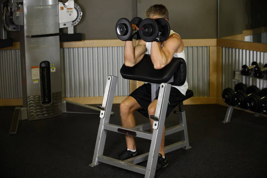Preacher Hammer Dumbbell Curl - Step 1