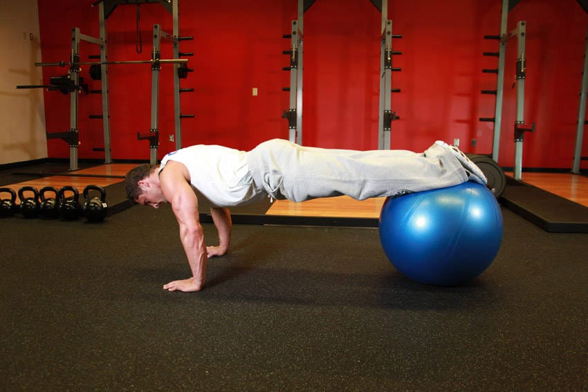 Push-Ups With Feet On An Exercise Ball - Step 1