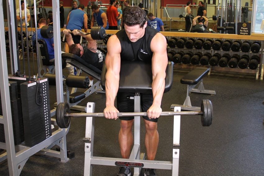 Reverse Barbell Preacher Curls - Step 0