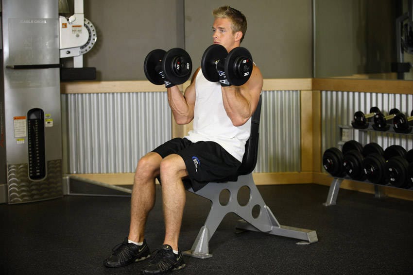 Seated Dumbbell Curl - Step 1