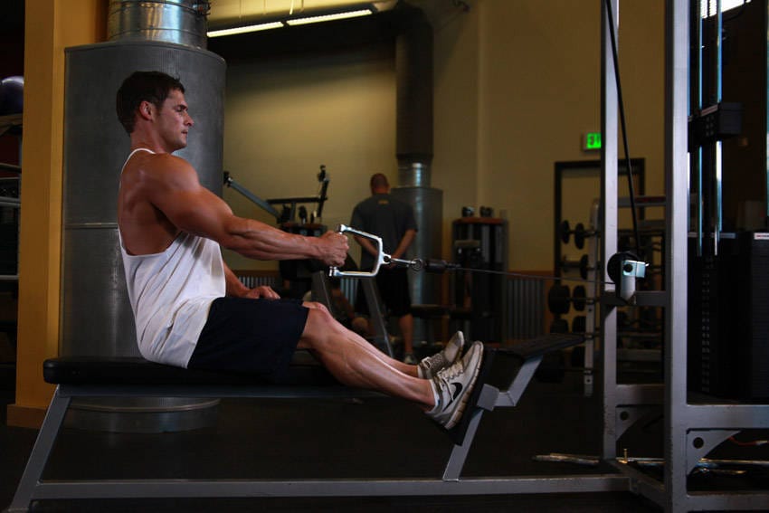 Seated One-arm Cable Pulley Rows - Step 0