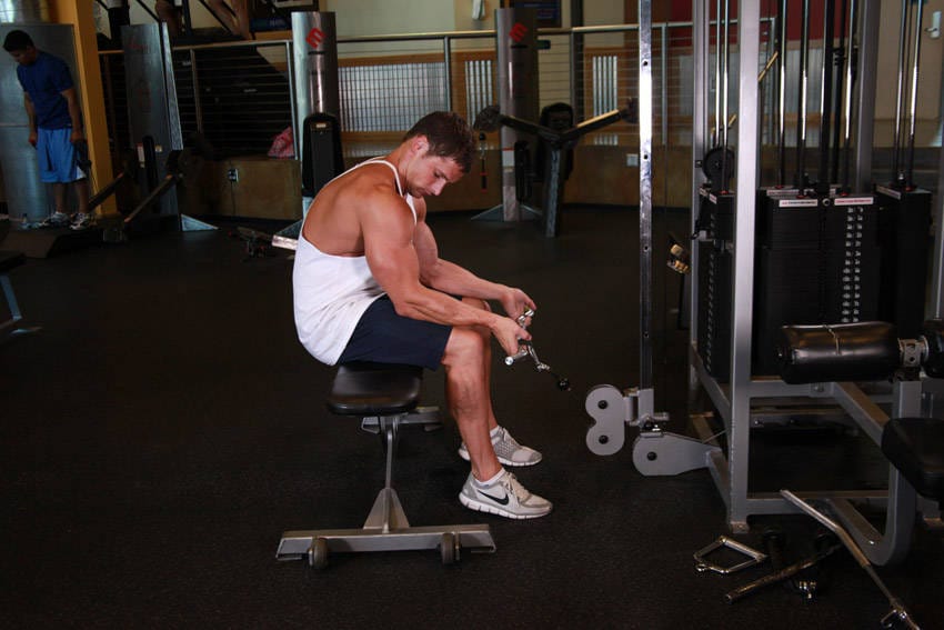 Seated Two-Arm Palms-Up Low-Pulley Wrist Curl - Step 0