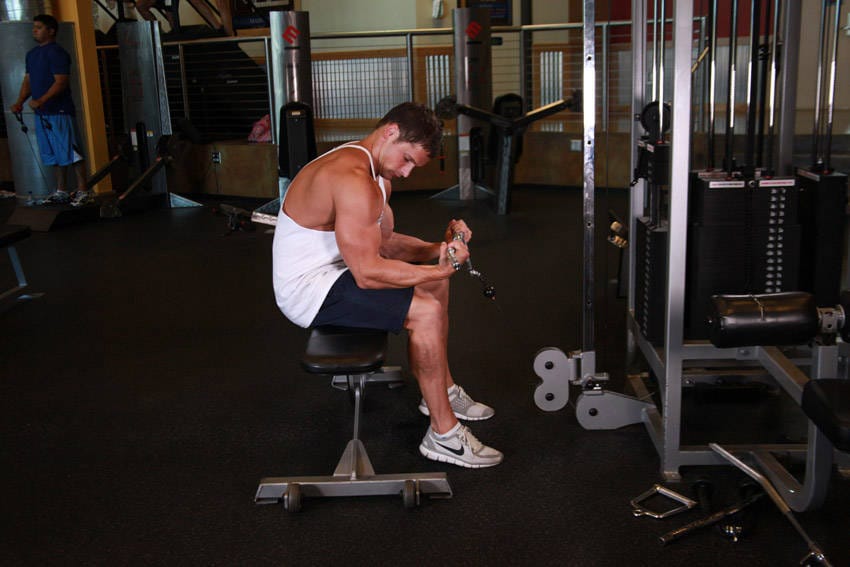 Seated Two-Arm Palms-Up Low-Pulley Wrist Curl - Step 1