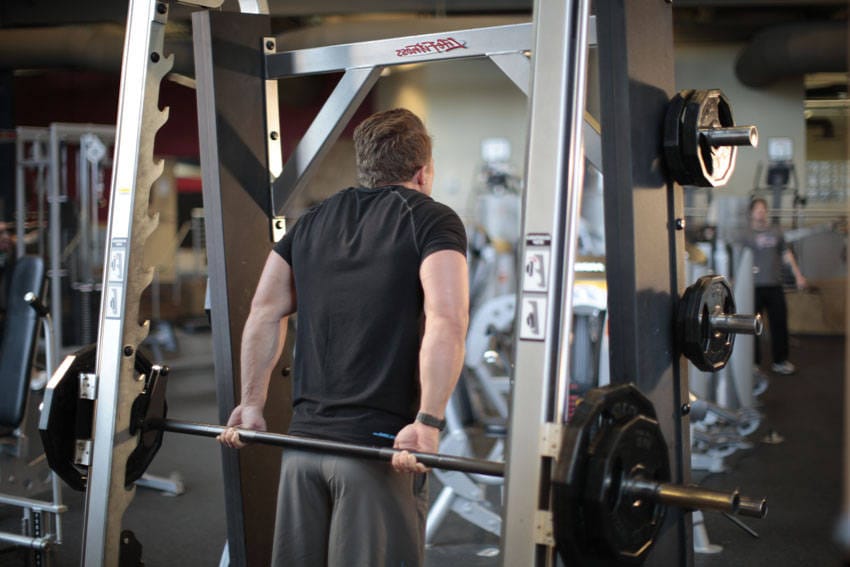 Smith Machine Behind the Back Shrug - Step 1