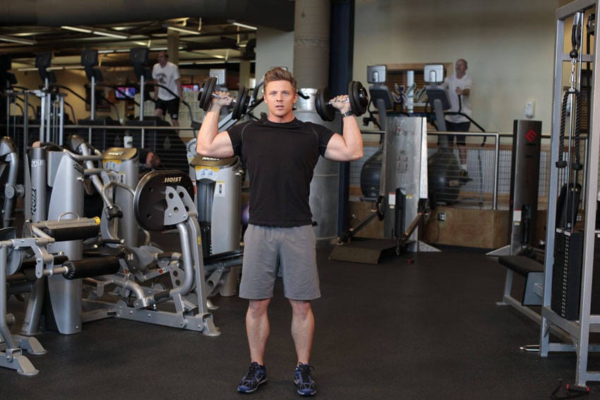 Standing Alternating Dumbbell Press - Step 0