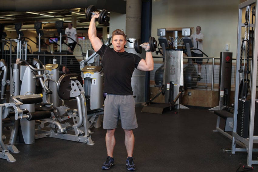Standing Alternating Dumbbell Press - Step 1