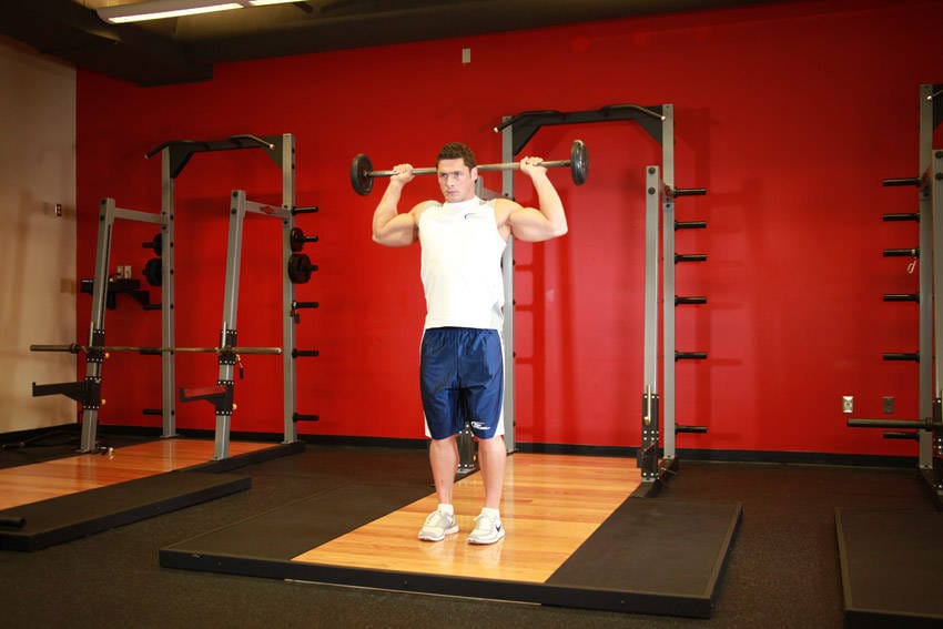 Standing Barbell Press Behind Neck - Step 0