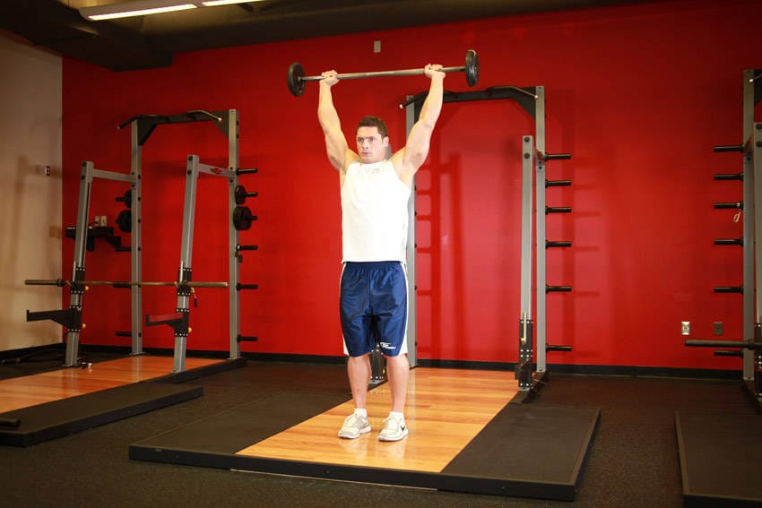 Standing Barbell Press Behind Neck - Step 1