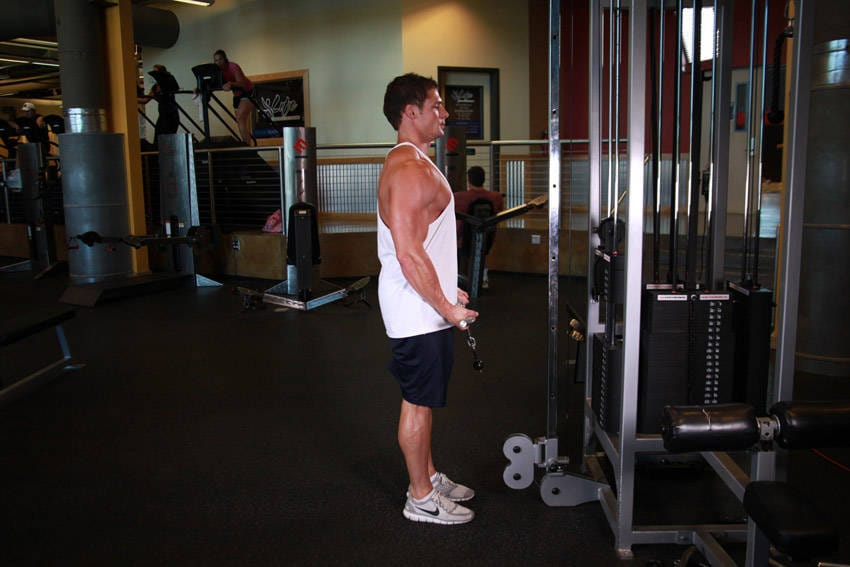 Standing Biceps Cable Curl - Step 0