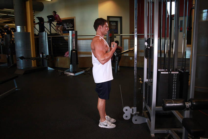 Standing Biceps Cable Curl - Step 1