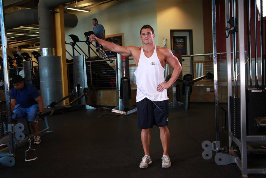 Standing Low-Pulley Deltoid Raise - Step 0