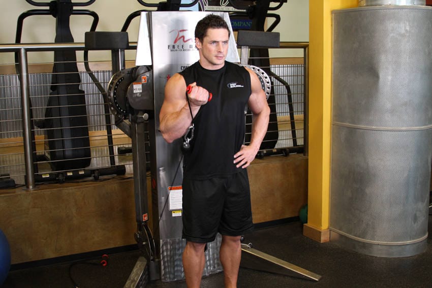 Standing One-Arm Cable Curl - Step 1