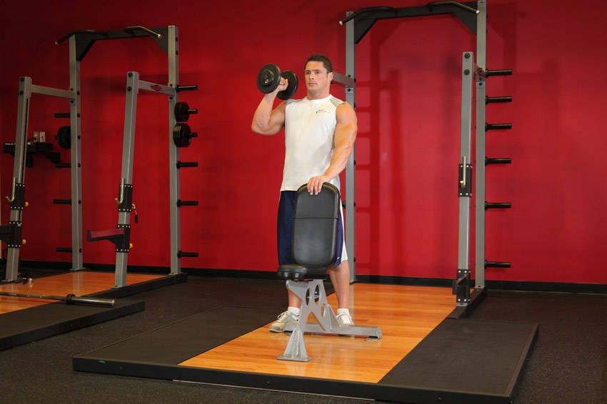 Standing Palm-In One-Arm Dumbbell Press - Step 0