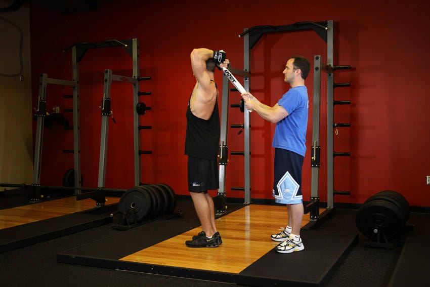 Standing Towel Triceps Extension - Step 0