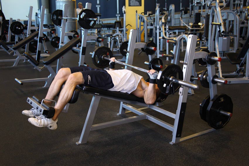 Wide-Grip Decline Barbell Bench Press - Step 1