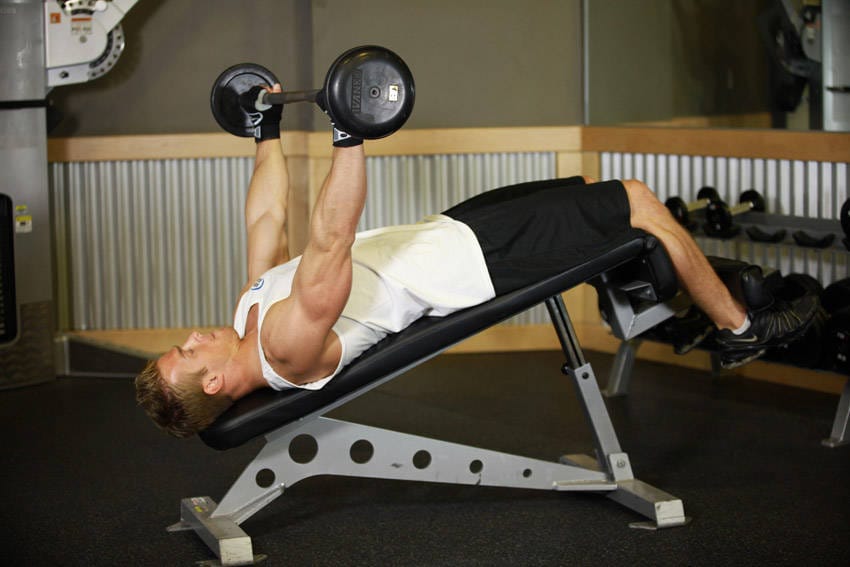 Wide-Grip Decline Barbell Pullover - Step 0