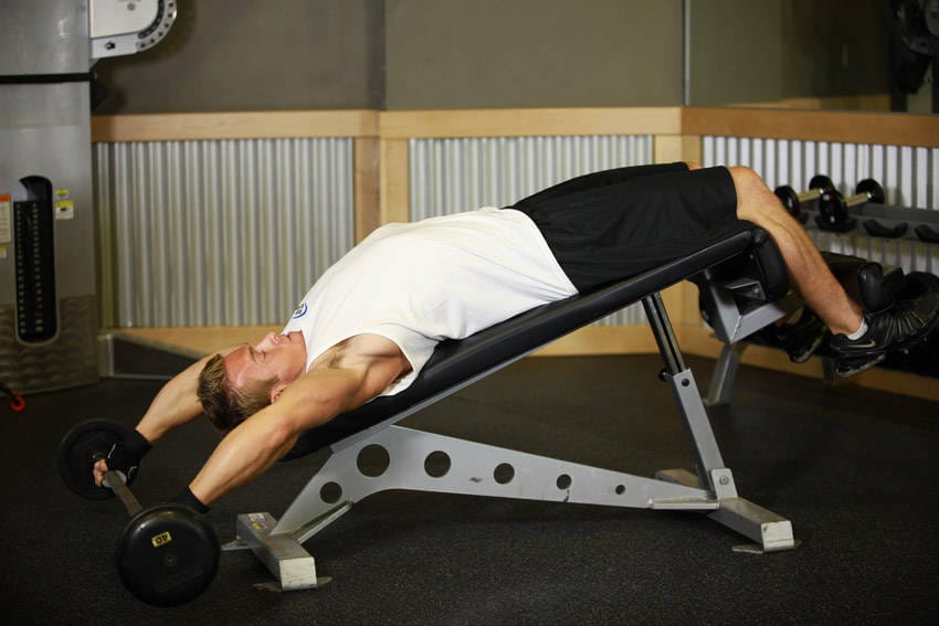 Wide-Grip Decline Barbell Pullover - Step 1