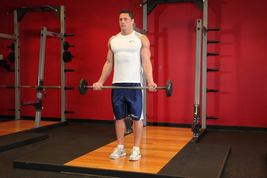Wide-Grip Standing Barbell Curl - Step 0